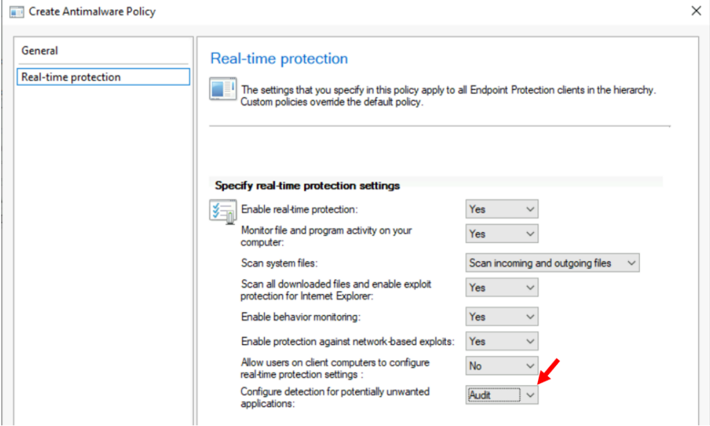 Enable Audit Mode for PUA Detection in SCCM