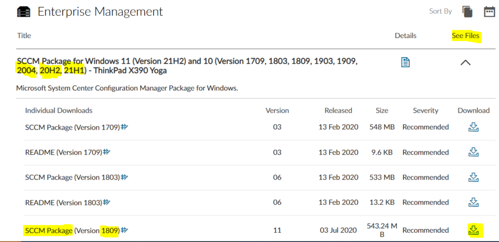 Download SCCM Driver Package for Lenovo