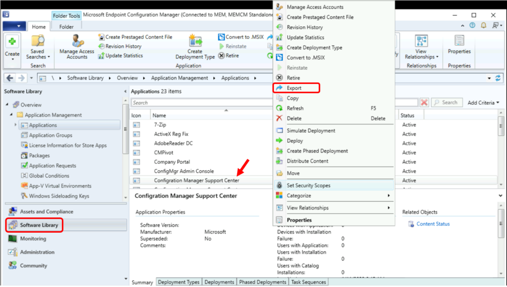 Easily Export SCCM Application from Staging to Prod Environment 1