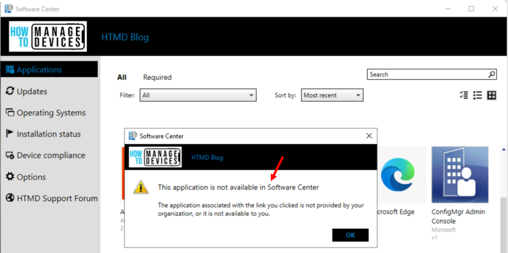 This application is not available in Software Center - Share Application from SCCM Software Center    