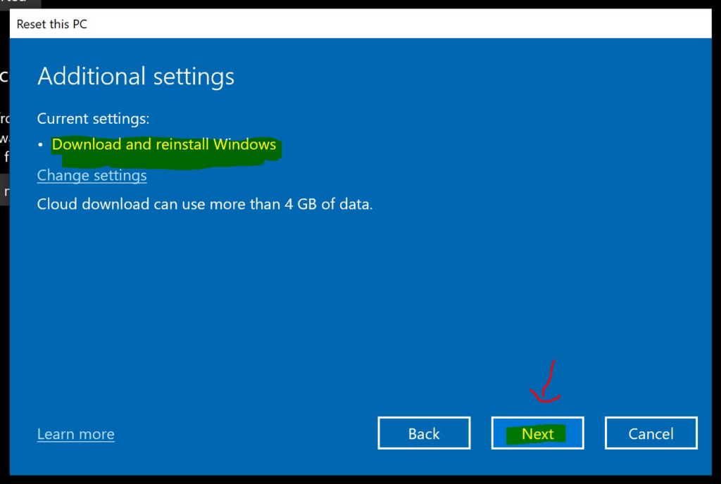 Cloud Download Windows 11 Reset with Keep My Files Option