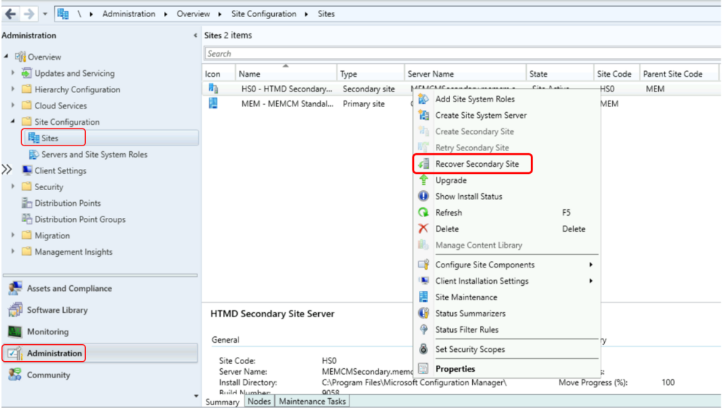 Recover Secondary Site - Install Update Package ConfigMgr 2111 Hotfix KB12709700 