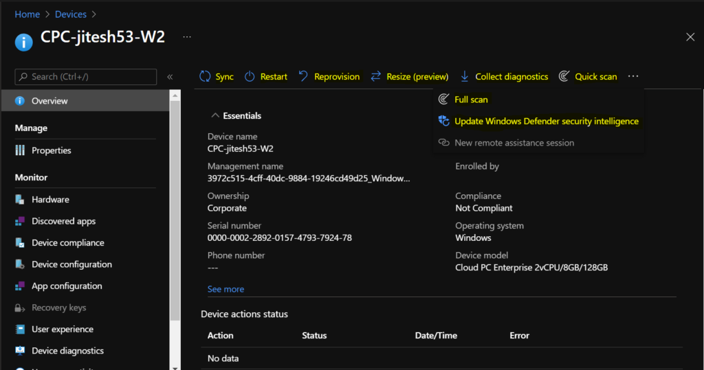 Cloud PC Device Actions - Remotely Run Windows 365 Cloud PC Device Actions Using Intune  