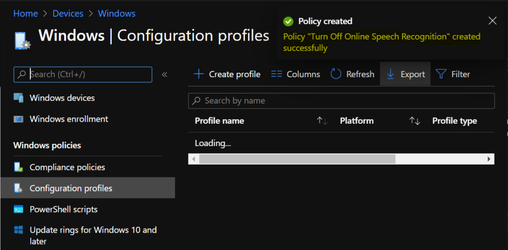 Turn Off Online Speech Recognition Using Intune MEM HTMD Blog