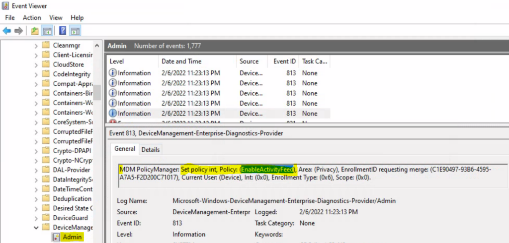 Event logs - Turn Off Windows Activity History Timelines