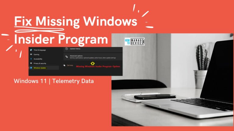 Fix Missing Windows Insider Program Option from Windows 11 PC