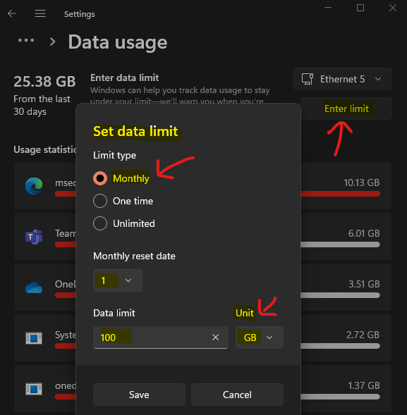 How to Set Internet Data Usage Limit on Windows 11 PCs