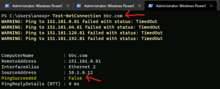 Test Ping and DNS Connectivity with Test-NetConnection PowerShell Command