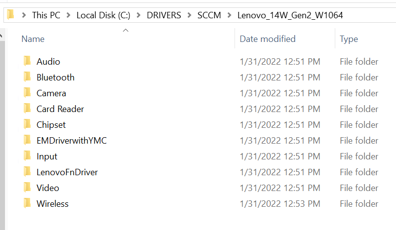 Download SCCM Driver Package for Lenovo