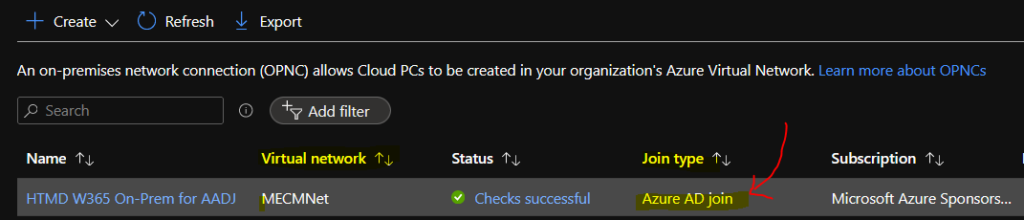 On-Prem Connection - Windows 365 Cloud PC Azure AD Joined Provisioning Process