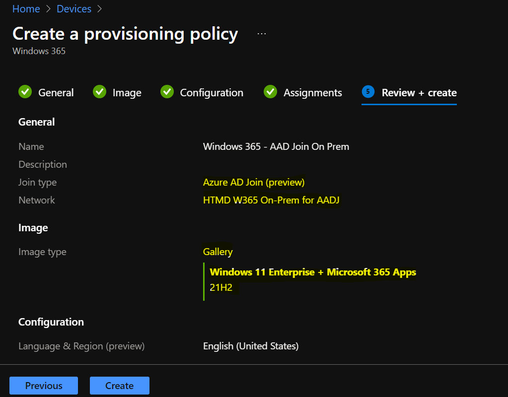 Azure AD Join On Prem Connection - Windows 365 Cloud PC Azure AD Joined Provisioning Process