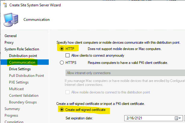 SCCM Distribution Point Settings for Windows 11 PC