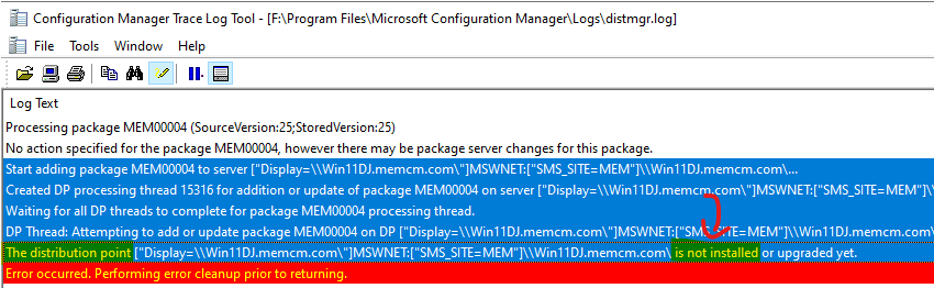 Distribution Point Installation Progress on Windows 11