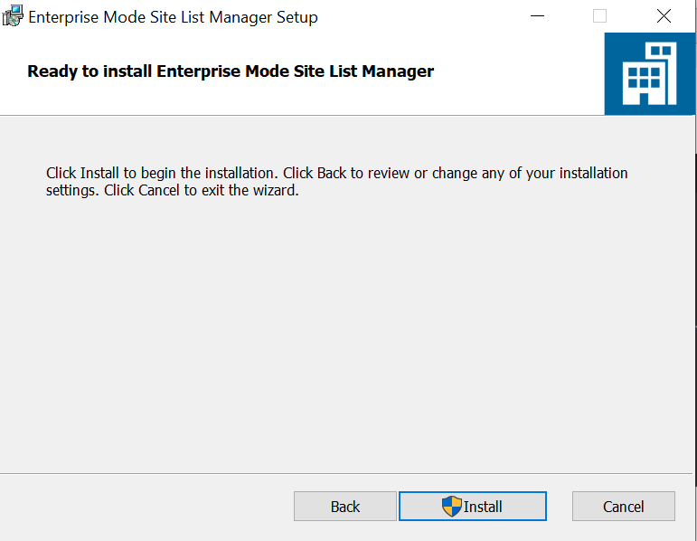 Install Enterprise Mode Site List Manager