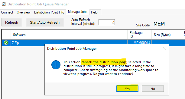 Cancel Job Option - How to Monitor SCCM DP using Job Queue Manager Tool