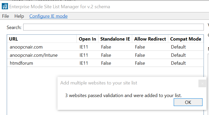 Add multiple sites - Enterprise Mode Site List Manager