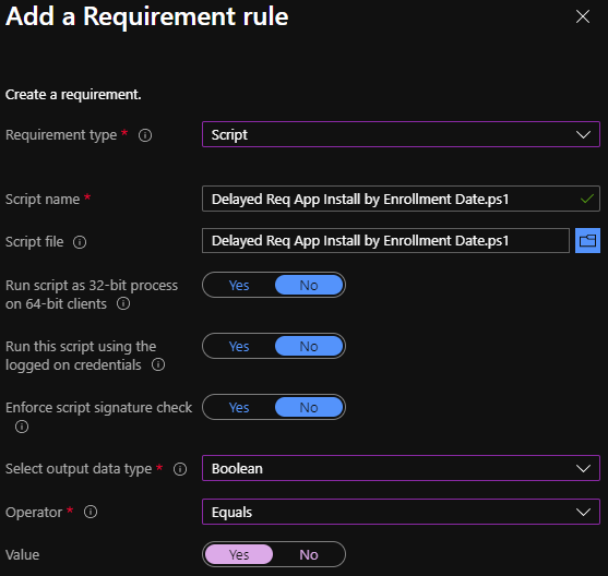 Targeting Intune Win32 apps and PowerShell Scripts based on the Enrollment Date 3