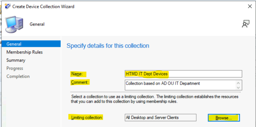 Create SCCM Collection based on Active Directory OU