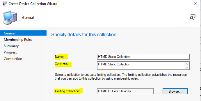 Create SCCM Collection based on Direct Membership Rule