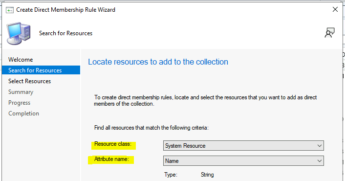 Create SCCM Collection based on Direct Membership Rule