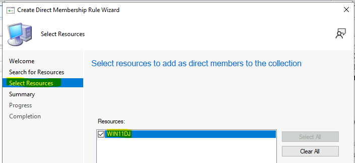 Create SCCM Collection based on Direct Membership Rule