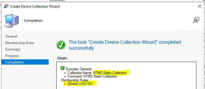 Create SCCM Collection based on Direct Membership Rule