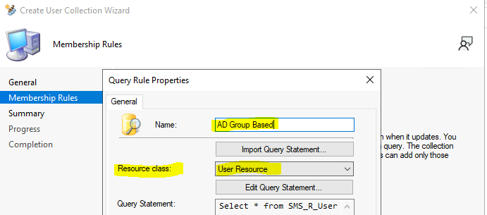 Create Dynamic Membership Query for User Collection Using AD Security Group