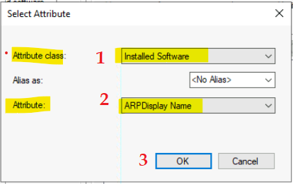 Create WQL Query to find out the Devices with a specific Application Installed