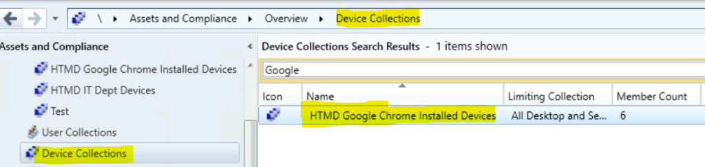 Results - Installed Application Dynamic Device Collection