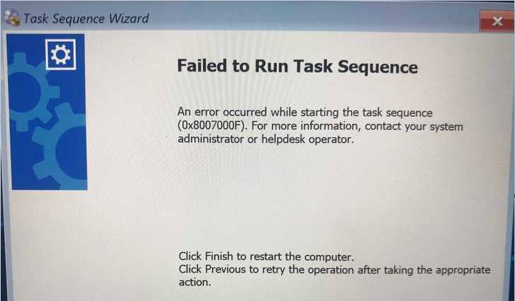 Fix SCCM Task Sequence Error 0x8007000F