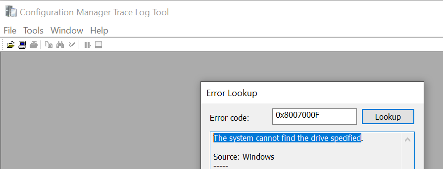 Translate Error Code - Fix SCCM Task Sequence Error 0x8007000F