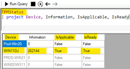 CMPivot Query for TPM Status Check