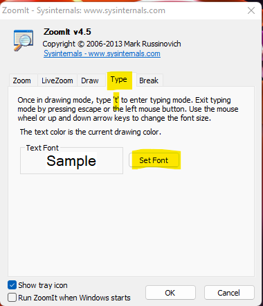 ZoomIt Type functionality for Typing