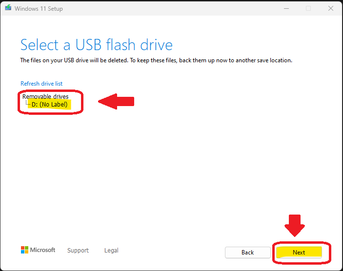 Create Windows 11 Bootable USB Drive using Microsoft Media Creation Tool