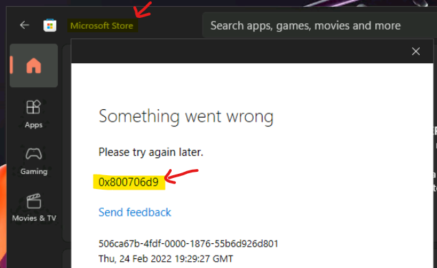 FIX: Microsoft Store Sign in Error 0x800706d9 on Windows 11