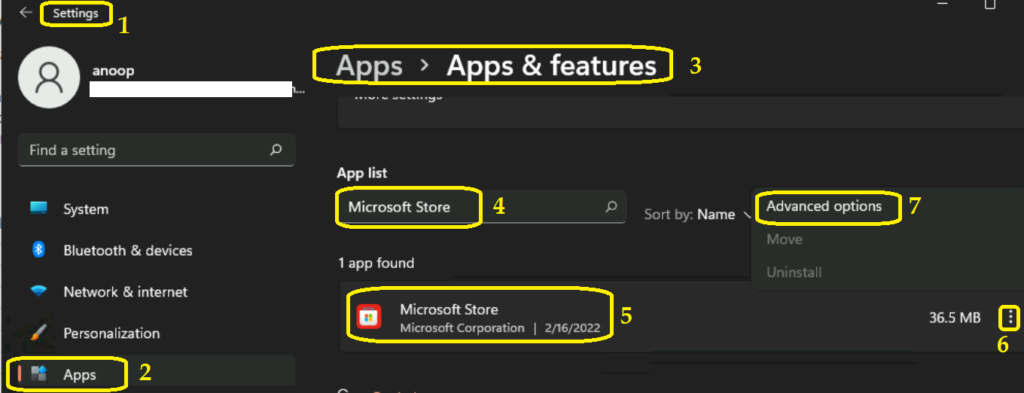 FIX 2: Microsoft Store App Repair Reset Options