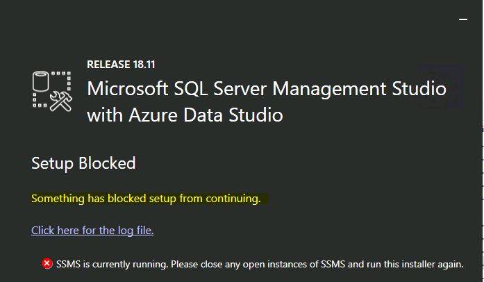 Fix SSMS Setup is Blocked Error