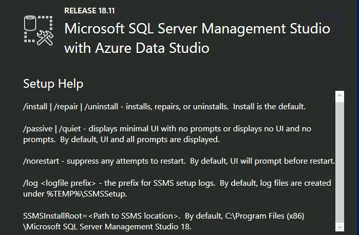 SSMS with Azure Data Studio Installation Silent Command Line Parameter