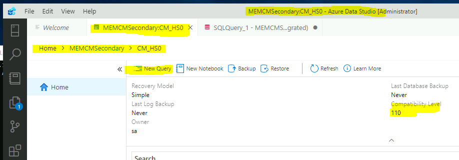 SCCM SQL Data Visualization using Azure Data Studio and Query Execution