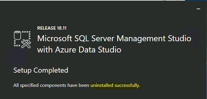 Uninstall SQL Server Management Studio