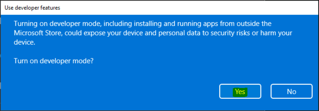 Enable Developer Mode in Windows 11