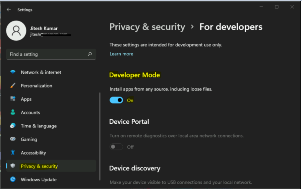 Enable or Disable Developer Mode in Windows 11 2