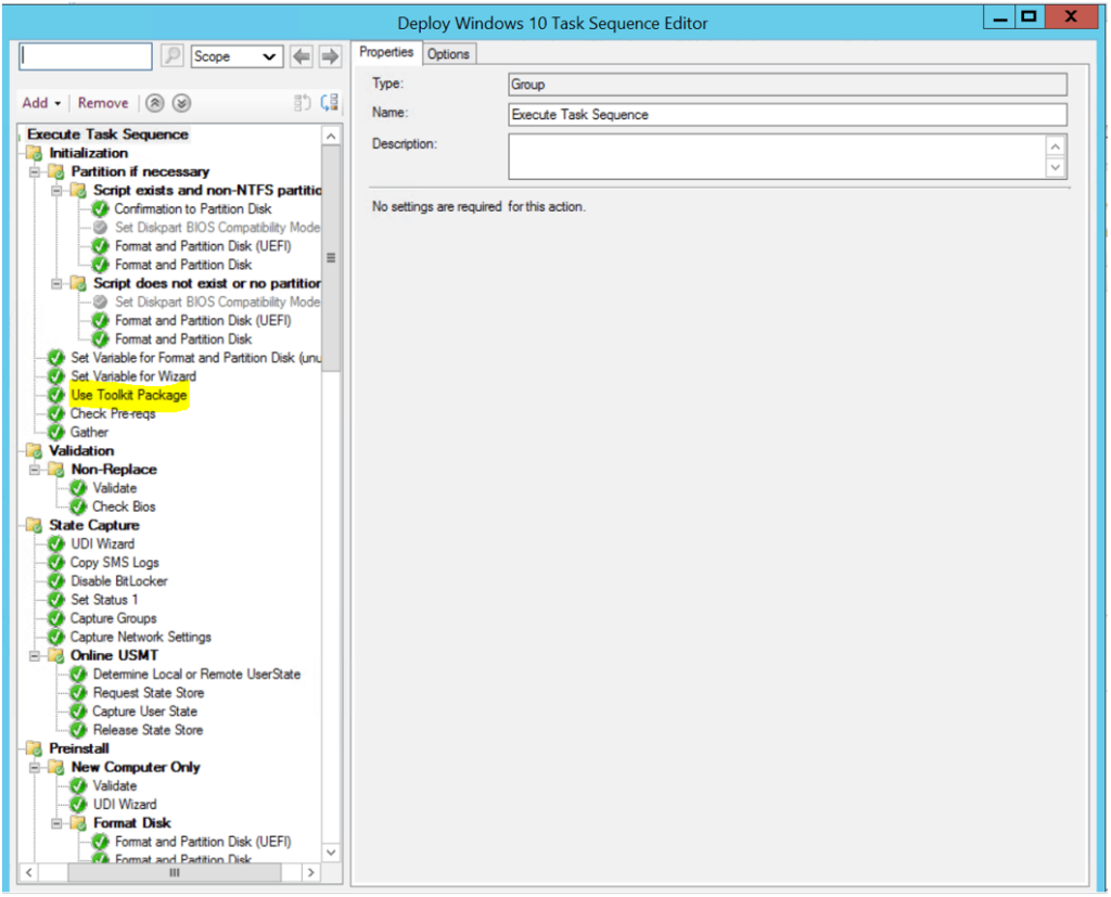 SCCM Console - Task Sequences > Edit MDT Task Sequence