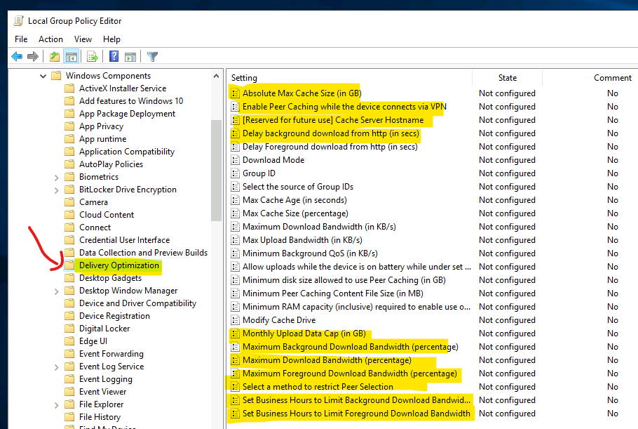 Group Policy Options to Configure Delivery Optimization