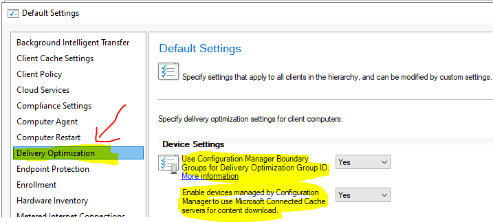 Enable or Disable SCCM Delivery Optimization Policy Configuration Options