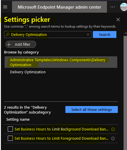 Enable or Disable Intune Delivery Optimization Policy Configuration Options