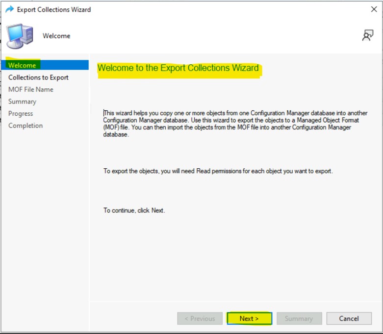 SCCM Export Collections Wizard Backup and Restore SCCM Custom Collections 