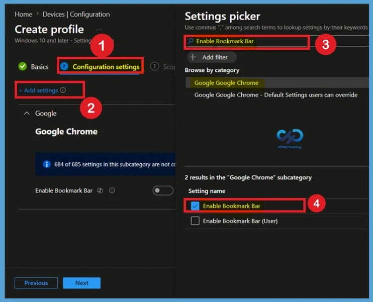 How to Configure Google Chrome Bookmark Bar Policy using Microsoft Intune -Fig.4