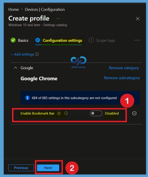 How to Configure Google Chrome Bookmark Bar Policy using Microsoft Intune -Fig.5