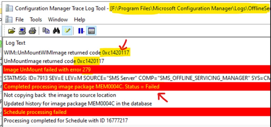 Error Code 0xc1420117 with Offline Image Servicing